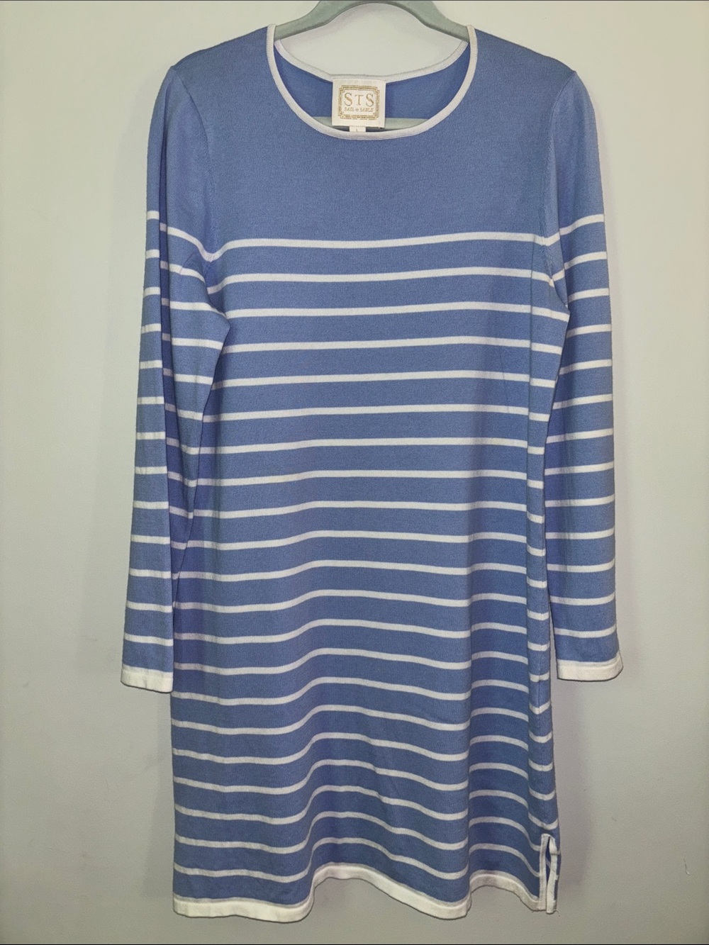 Sail to Sable Hydrangea Striped Long Sleeve Knit Shift Dress Size Large